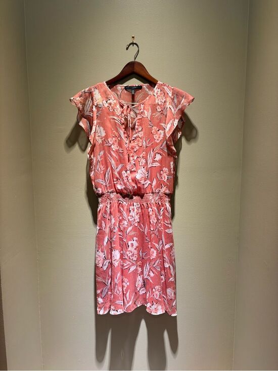 White House Black Market Dresses & Skirts - White House Black Market Coral Floral Tie-Front Mini Dress
